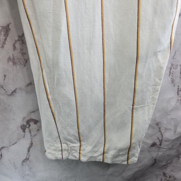 Anthropologie Jumpsuit Womens 8 Medium Linen Pinstripe Tank Essential - Picture 5 of 13